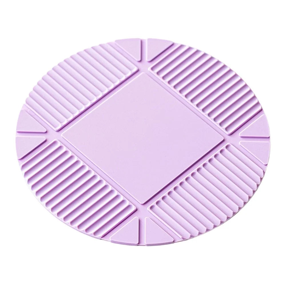 22cm Silicone Heat Resistant Mat Round Non-Slip Pot Pad Tableware Coaster for Kitchen - Lilac Purple - 1
