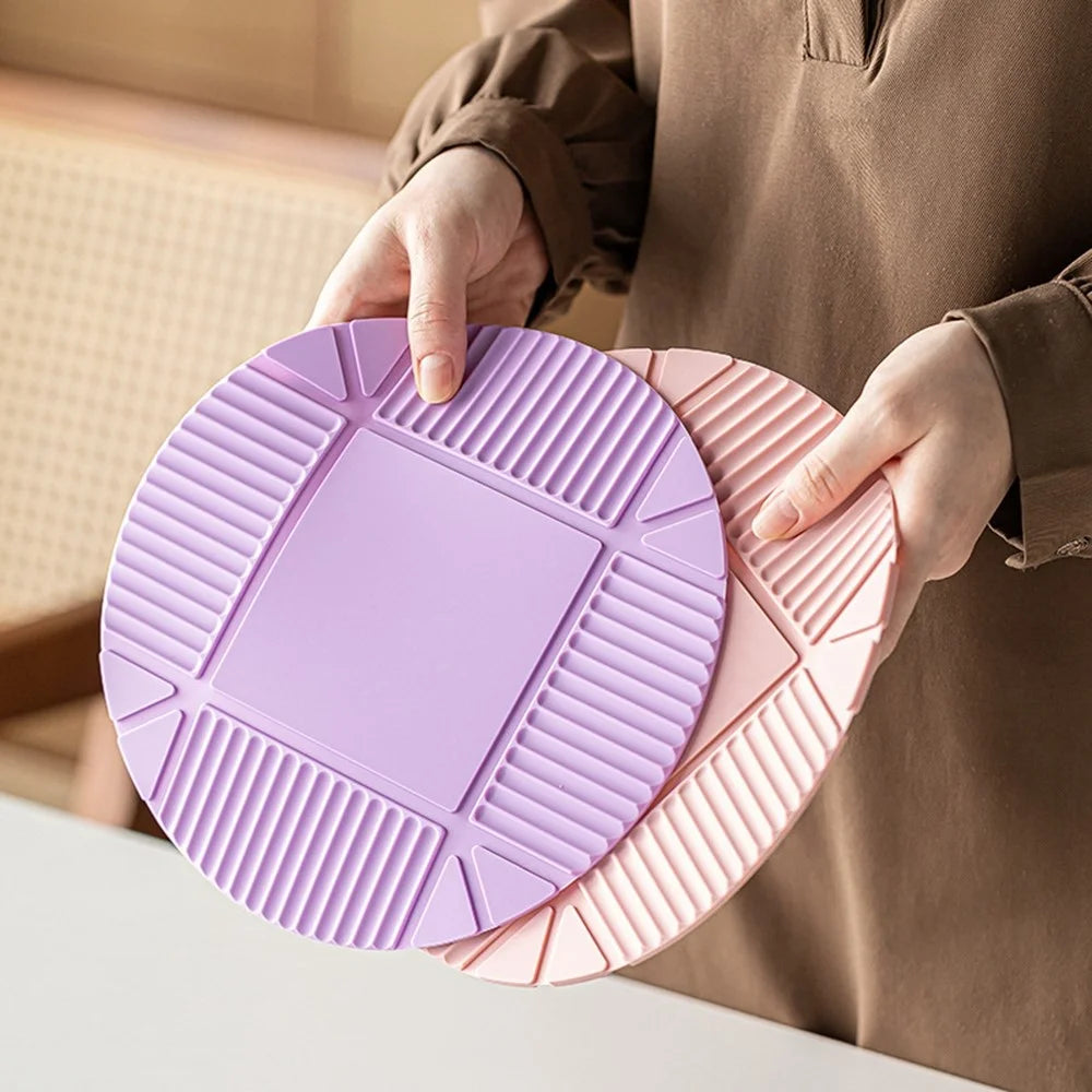 22cm Silicone Heat Resistant Mat Round Non-Slip Pot Pad Tableware Coaster for Kitchen - Lilac Purple - 2