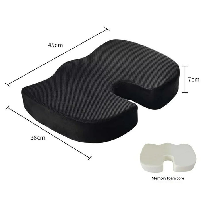 Memory Foam Core Seat Cushion Ergonomic U-Shaped Breathable Pad for Office Car Home - Mesh / Black - 6