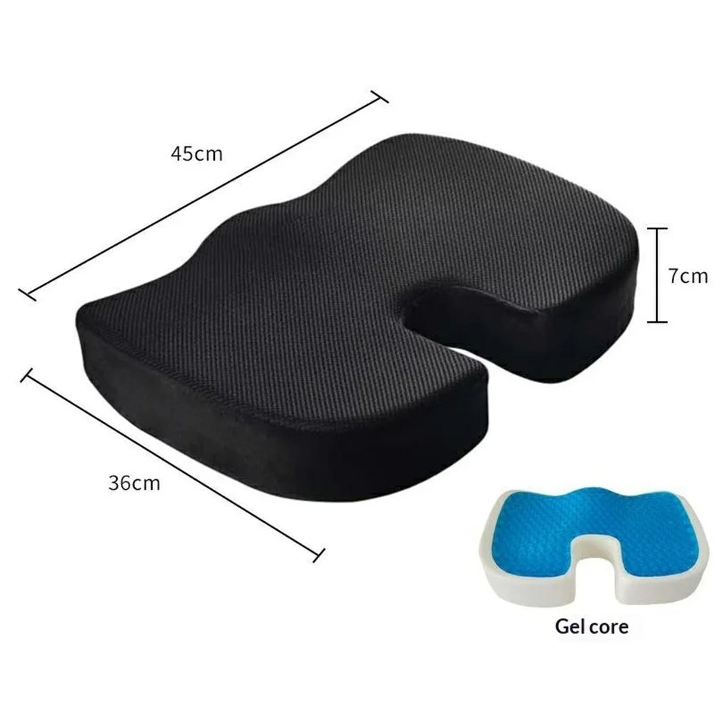 Gel Core Seat Cushion Ergonomic U-Shaped Breathable Pad for Office Car Home - Mesh / Black - 6