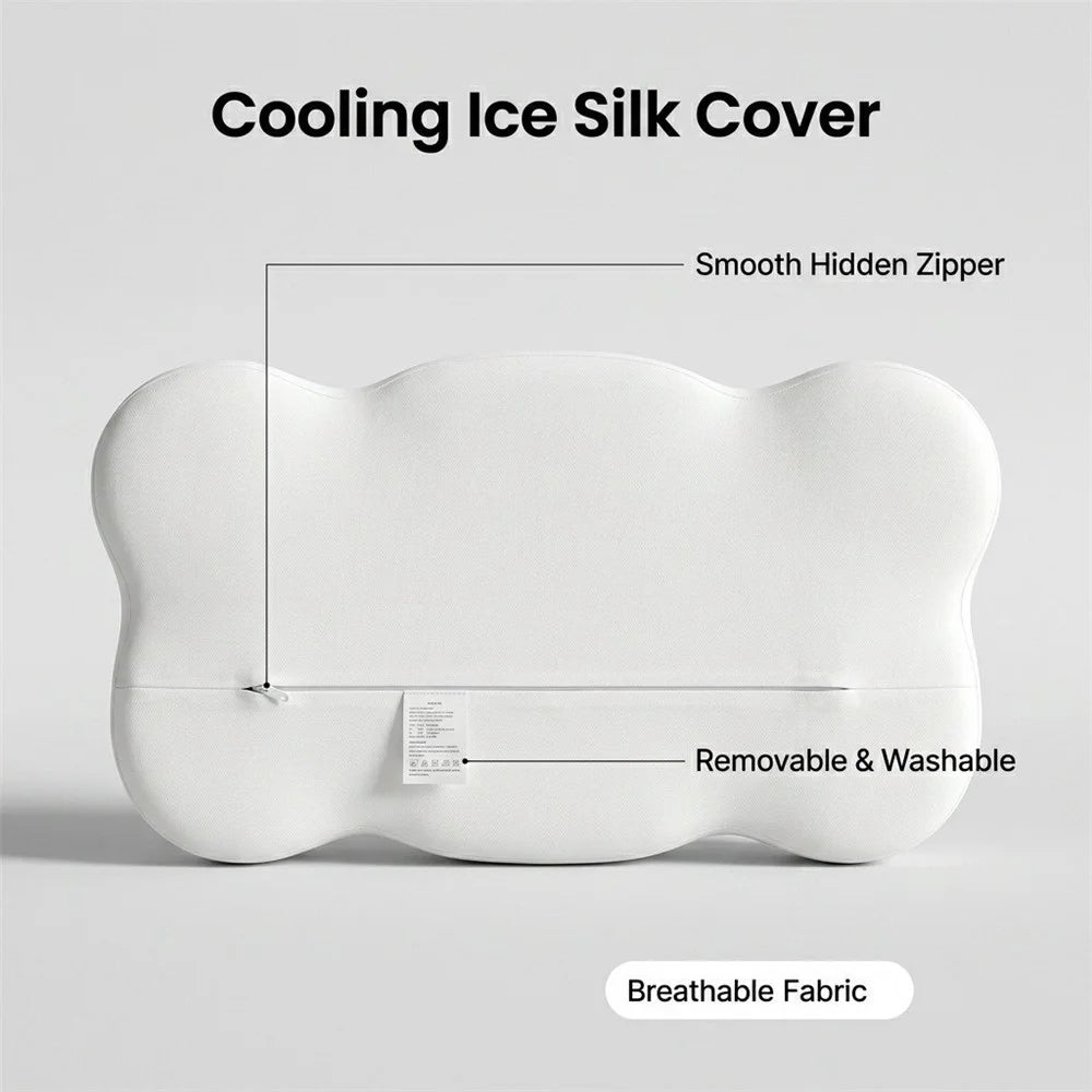 Ergonomic Cloud Memory Foam Pillow Slow Rebound Washable Cover Cervical Pillow - White - 5