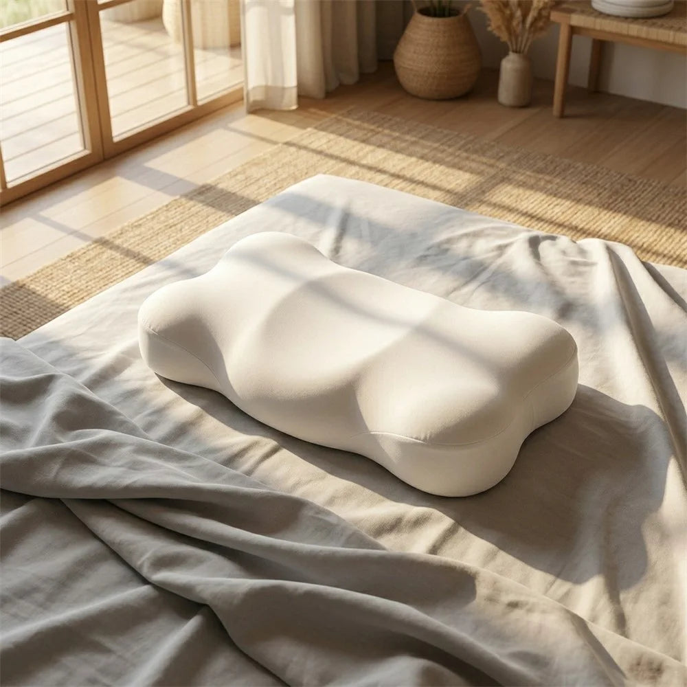 Ergonomic Cloud Memory Foam Pillow Slow Rebound Washable Cover Cervical Pillow - White - 6