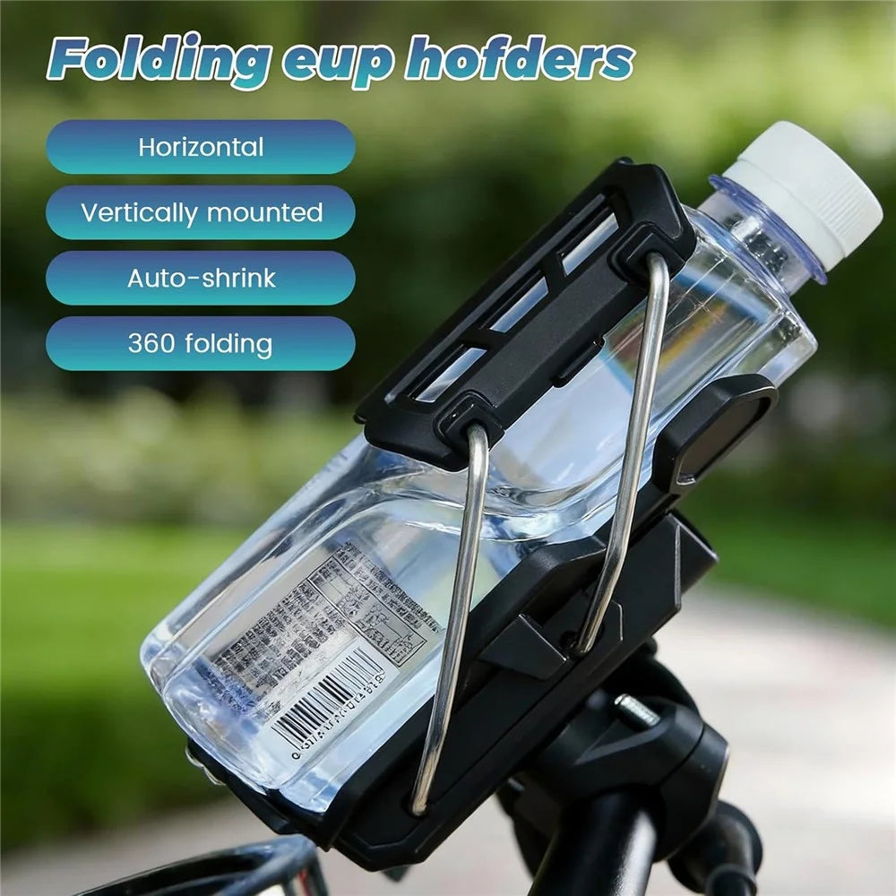 Water Cup Holder Rotatable 360° Mount Bottle Rack for Motorcycles, Bicycles, Electric Scooters - Black - 2