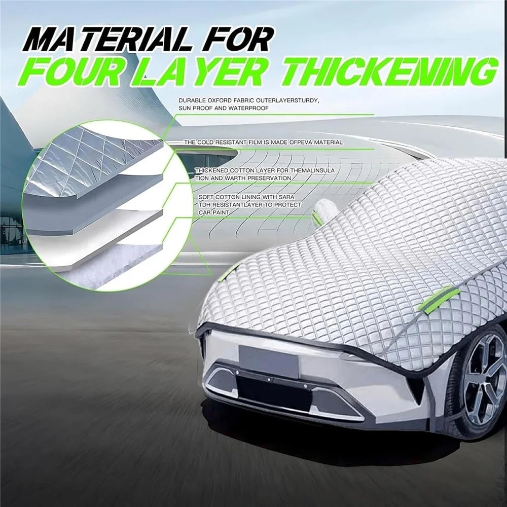Car Snow Cover Aluminum Film Waterproof Snowproof Frostproof UV Protection Windshield Cover for SUV Outdoor Parking - for Sedan - 3