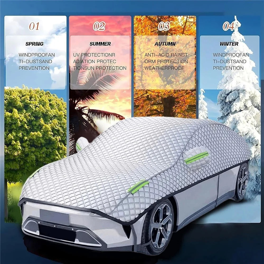 Car Snow Cover Aluminum Film Waterproof Snowproof Frostproof UV Protection Windshield Cover for SUV Outdoor Parking - for Sedan - 4