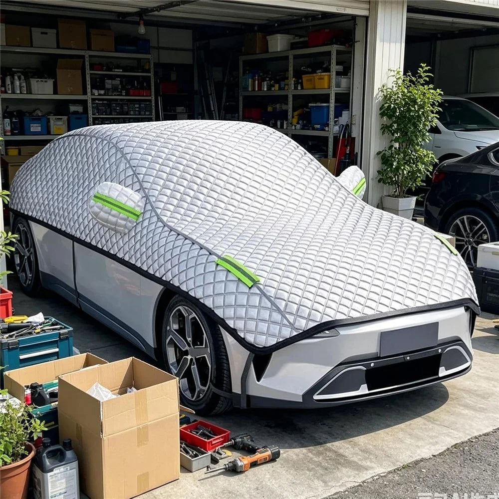 Car Snow Cover Aluminum Film Waterproof Snowproof Frostproof UV Protection Windshield Cover for SUV Outdoor Parking - for Sedan - 7