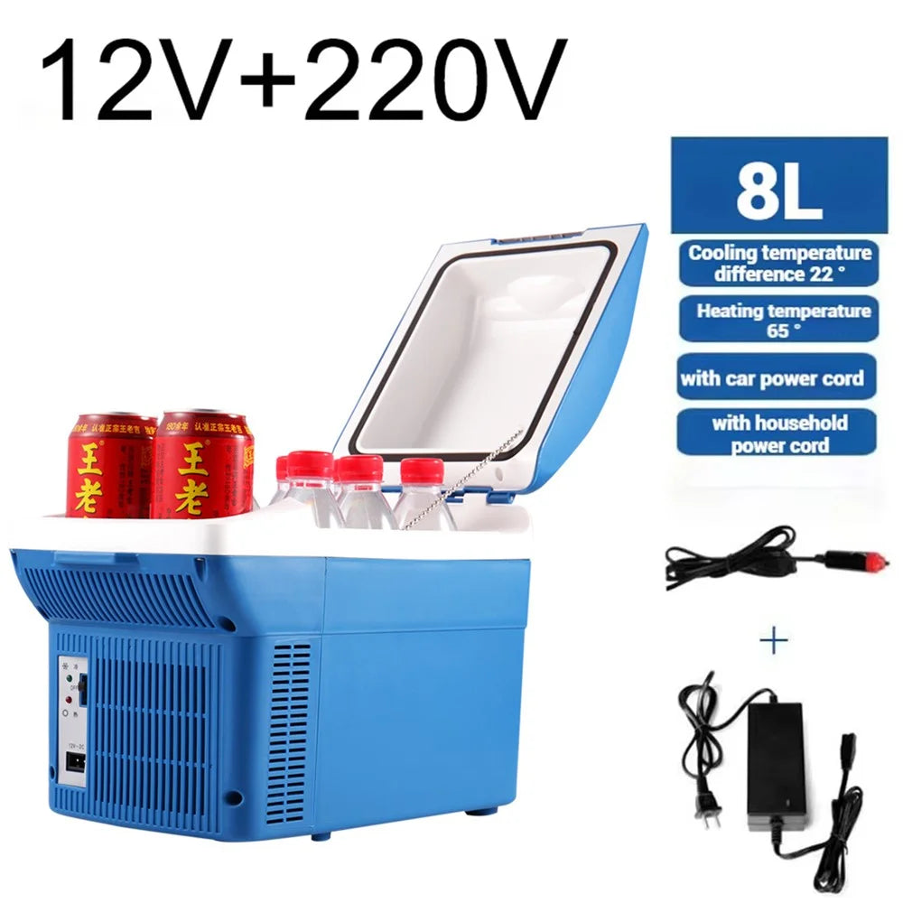 8L Mini Fridge 12V / 220V Cooling and Heating Car Refrigerator for Home and Car - Blue - 4