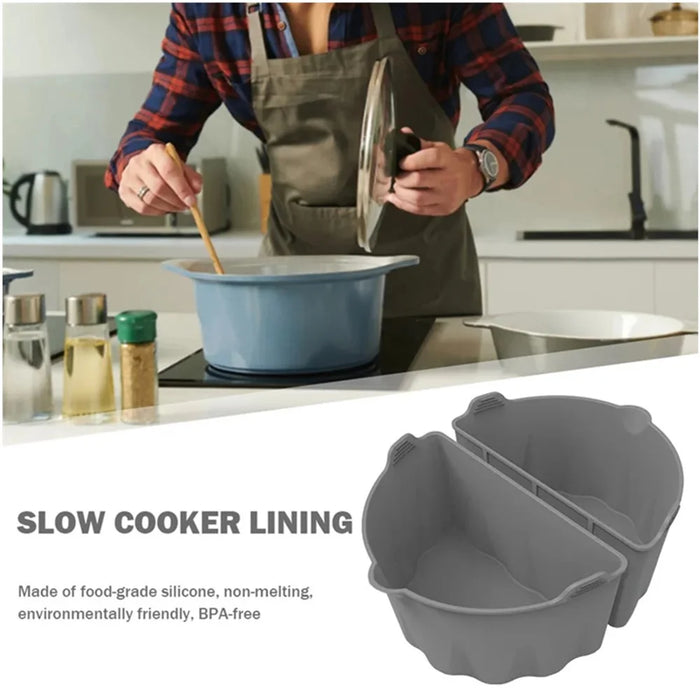 2Pcs Slow Cooker Divider Liners for 6-7 Quart Slow Cookers Reusable Silicone Inserts (BPA-Free, No FDA Certificate) - Green - 5