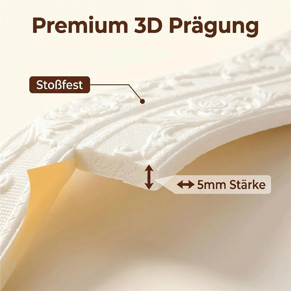 5 Rolls 12 x 230cm 3D Self-Adhesive Skirting Board Wall Door Trim Edge Strip , Thickness: 5mm - Gold - 3