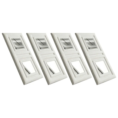 4Pcs Self-Adhesive Soft 3D Mirror Wall Sticker Padded Wall Panel for Bedroom Living Room - White - 1