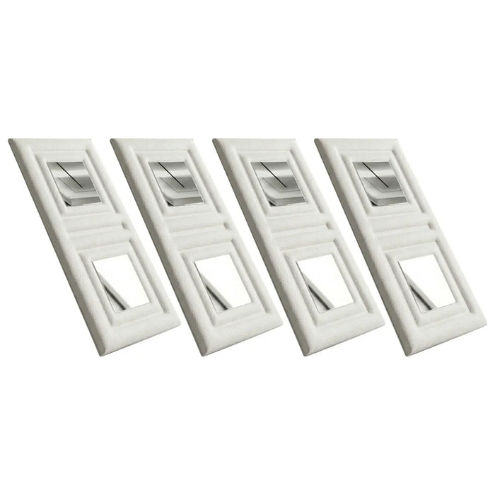 4Pcs Self-Adhesive Soft 3D Mirror Wall Sticker Padded Wall Panel for Bedroom Living Room - White - 1