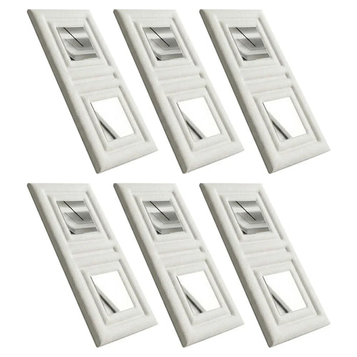 6Pcs Self-Adhesive Soft 3D Mirror Wall Sticker Padded Wall Panel for Bedroom Living Room - White - 1