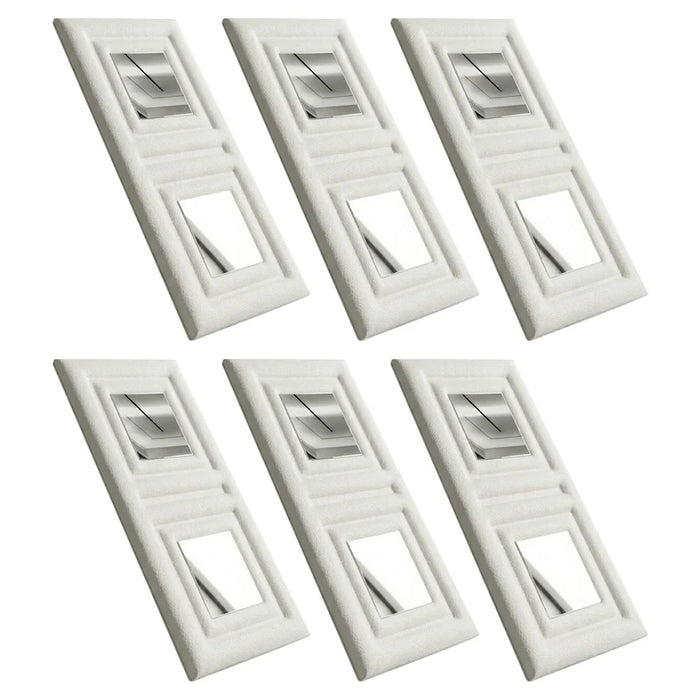 6Pcs Self-Adhesive Soft 3D Mirror Wall Sticker Padded Wall Panel for Bedroom Living Room - White - 1
