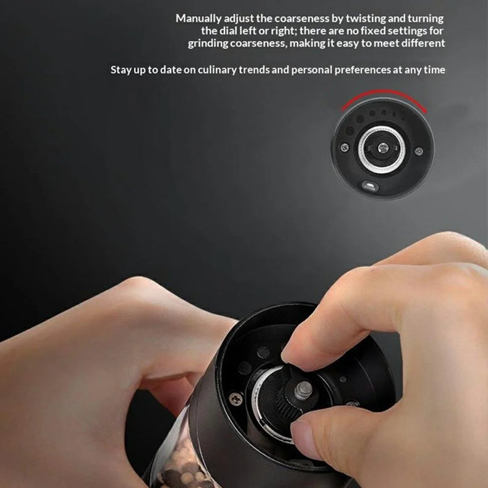 USB Rechargeable Electric Pepper Grinder Wireless Adjustable Coarseness Mill for Kitchen - Black - 3