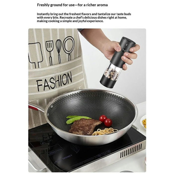 USB Rechargeable Electric Pepper Grinder Wireless Adjustable Coarseness Mill for Kitchen - Black - 4