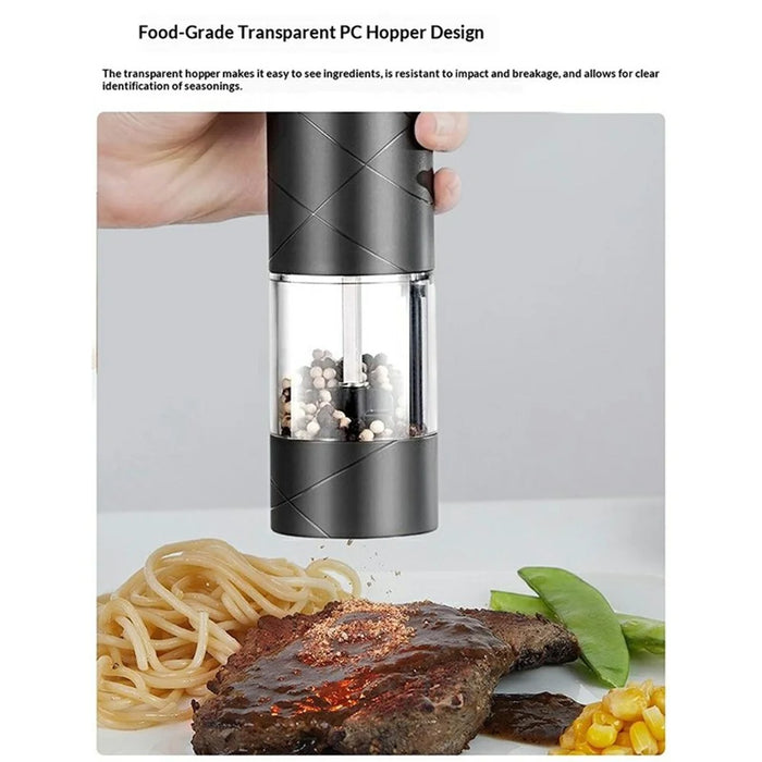USB Rechargeable Electric Pepper Grinder Wireless Adjustable Coarseness Mill for Kitchen - Black - 5