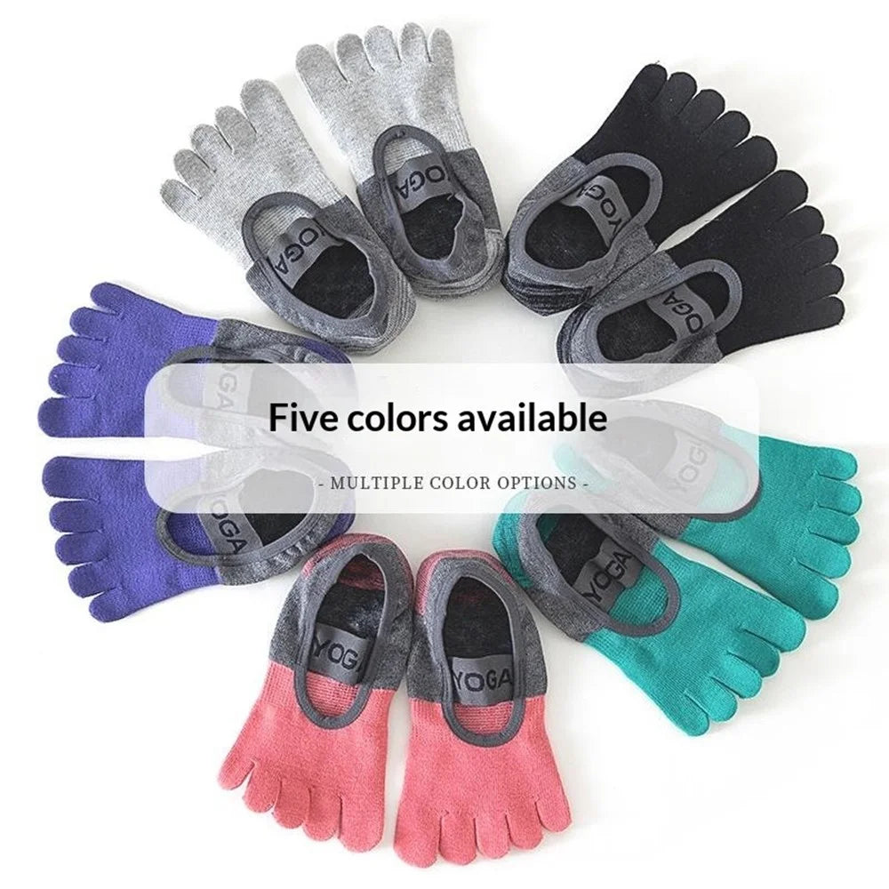 Five-Toe Non-Slip Yoga Socks Breathable Knitted Pilates Socks with Wide Elastic Strap for Indoor Fitness Sports - Green - 6