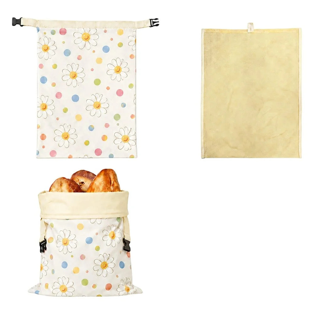 43x33cm Cotton Bread Bag with Removable Beeswax Liner Seal Food Storage Bag for Kitchen Bakery (FDA Certified) - Style A - 1