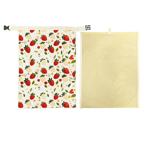 43x33cm Cotton Bread Bag with Removable Beeswax Liner for Kitchen Bakery Insert Buckle Seal Storage Bag (FDA Certified) - Style A - 1