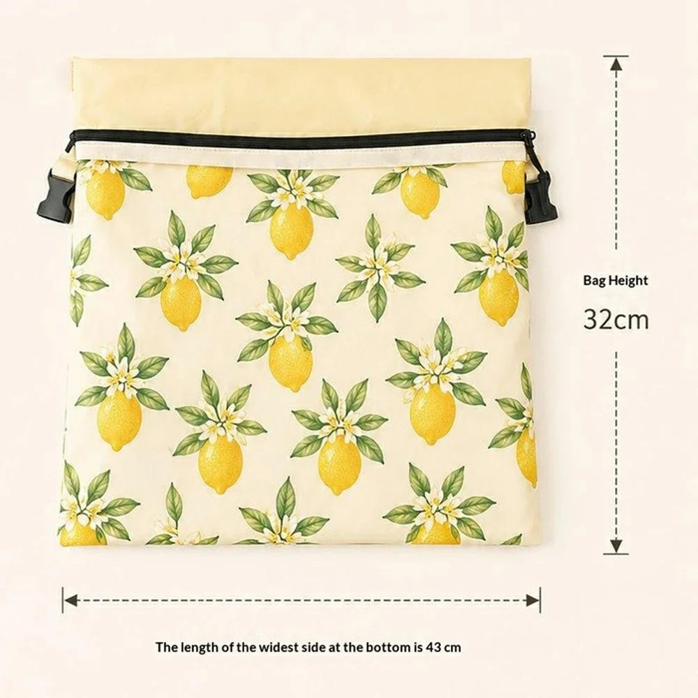 43x33cm Cotton Bread Bag with Removable Beeswax Liner for Kitchen Bakery Insert Buckle Seal Storage Bag (FDA Certified) - Style A - 6
