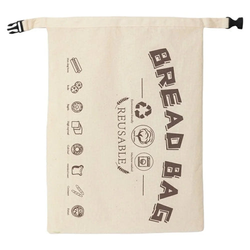 43x32cm Beeswax Lining Food Storage Bag Reusable Cotton Bread Bag with Insert Buckle (FDA Certified) - Beige - 1