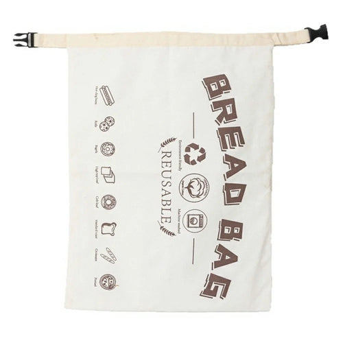 43x32cm TPU Lining Food Storage Bag Reusable Cotton Bread Bag with Insert Buckle (FDA Certified) - White - 1