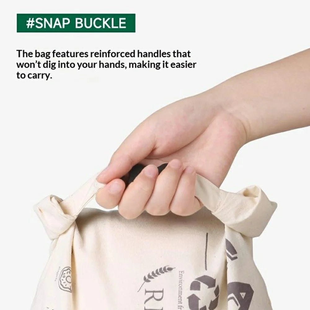 43x32cm TPU Lining Food Storage Bag Reusable Cotton Bread Bag with Insert Buckle (FDA Certified) - White - 6