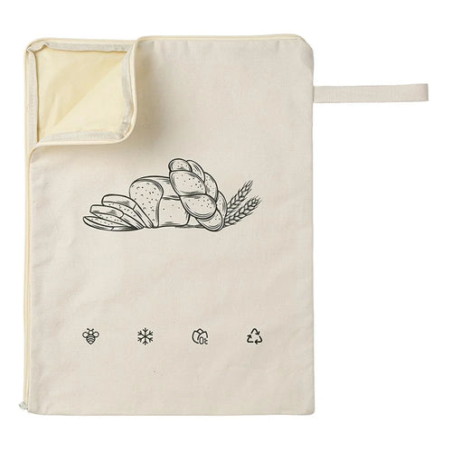 43x32cm L-Shaped Zipper Bread Bag Beeswax Lining Freshness Preserving Food Storage Bag (FDA Certified) - Beige - 1