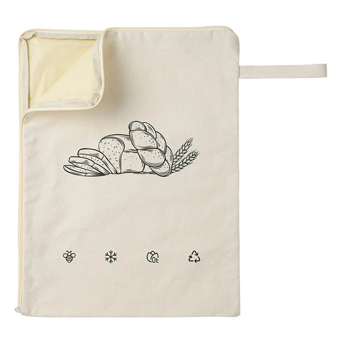 43x32cm L-Shaped Zipper Bread Bag Beeswax Lining Freshness Preserving Food Storage Bag (FDA Certified) - Beige - 1