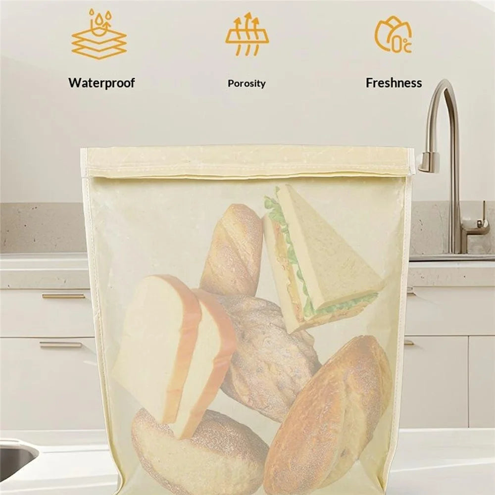 43.5x32cm Moisture Proof Oxford Cloth Bread Bag Beeswax Lining Food Storage Bag (FDA Certified) - Light Blue / Large Stripes - 5