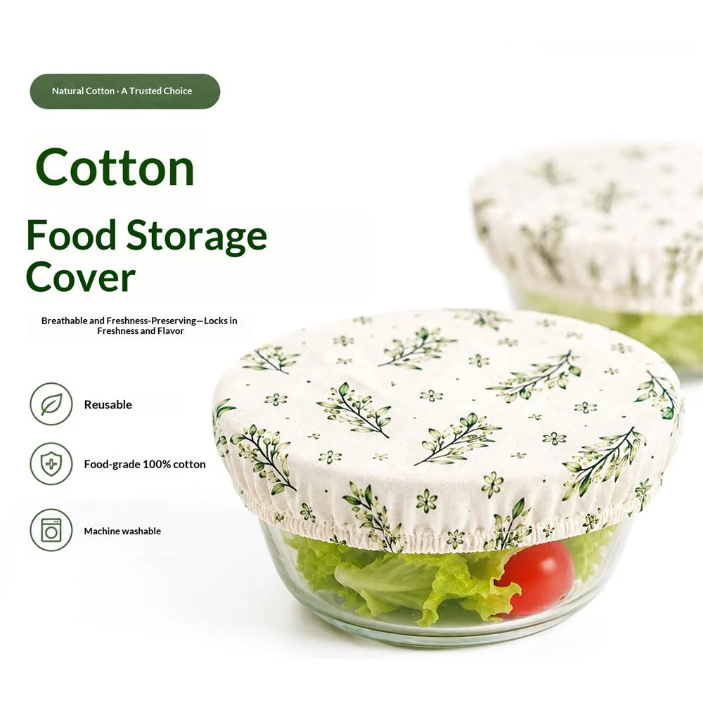3Pcs / Set 15cm+20cm+25cm Food-Safe Cotton Bowl Cover Reusable Elastic Dust-Proof for Kitchen (FDA Certified) - Style A - 2
