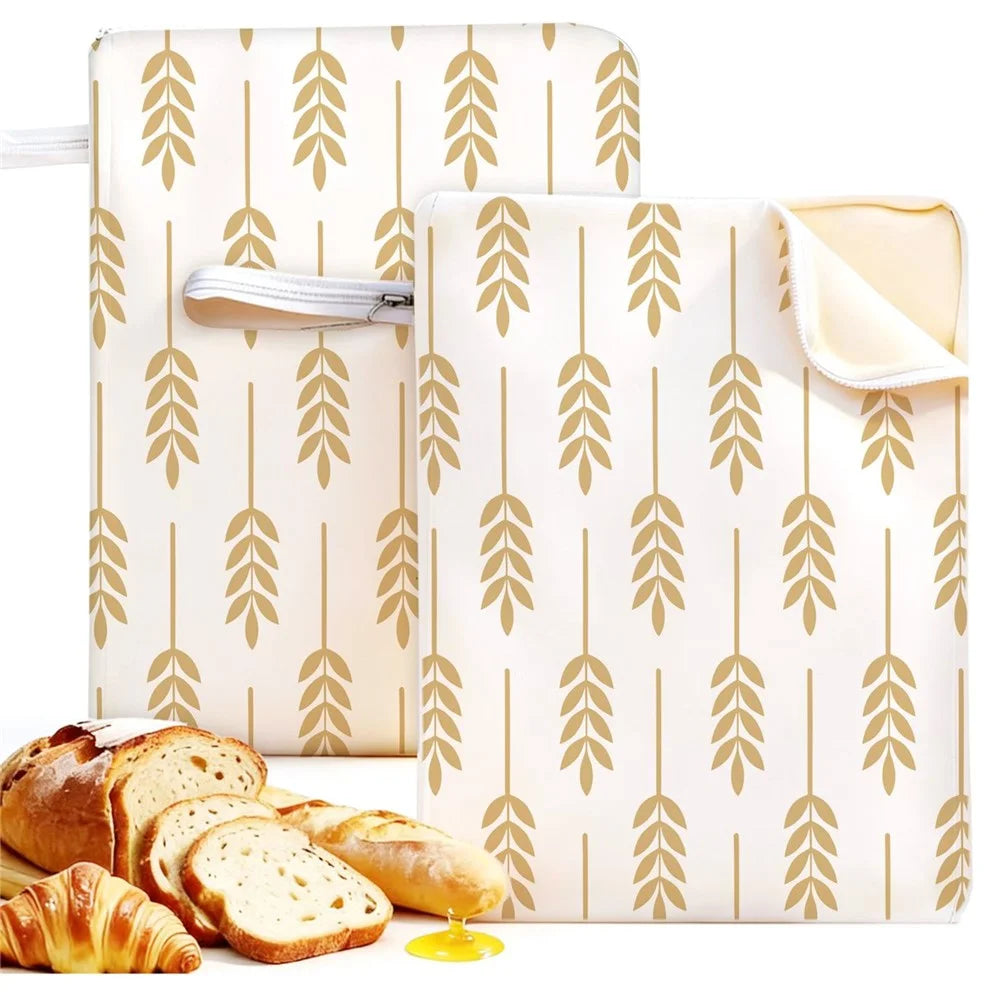 43x33cm Reusable Beeswax Lining Food Storage Bag L-Shaped Zipper Bread Bag with Handle (FDA Certified) - Style A - 1