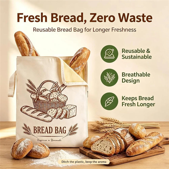 43x33cm Reusable Beeswax Lining Food Storage Bag L-Shaped Zipper Bread Bag with Handle (FDA Certified) - Style A - 3