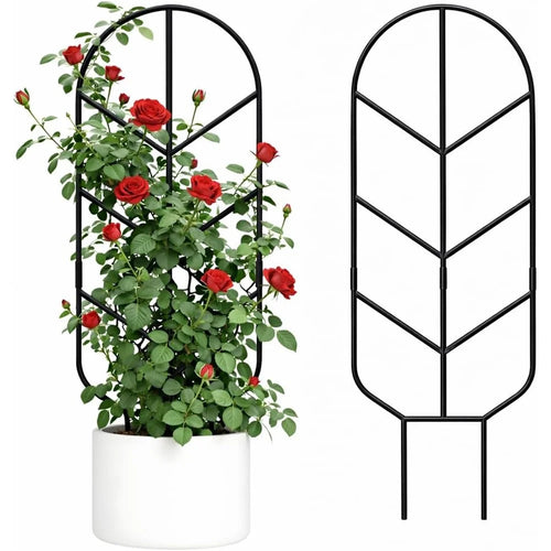 1Pc 30 inch Plant Trellis Solid Steel Rust-Resistant Arch Top Garden Stake for Indoor Outdoor Climbing Plants - Black - 1