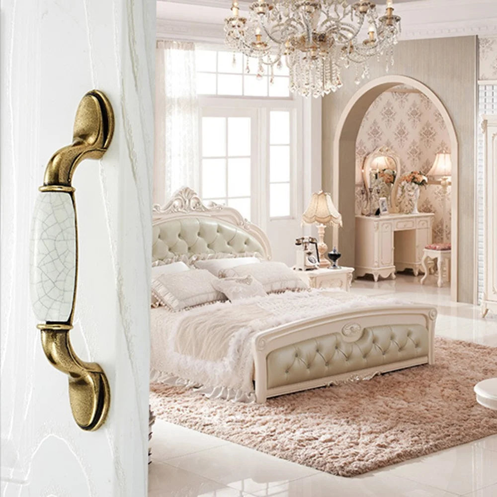 Zinc Alloy Ceramic Crack Furniture Pull Handle Cabinet Drawer Wardrobe Door Handle, 22mm Screw - Style 5001-128 - 4