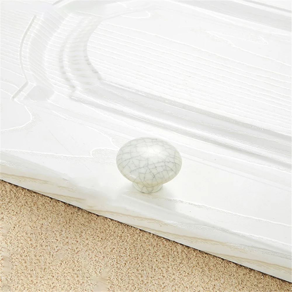 European Style Ceramic Crack Furniture Pull Handle Cabinet Drawer Wardrobe Door Knob, 22mm Screw - Style 5084 - 1