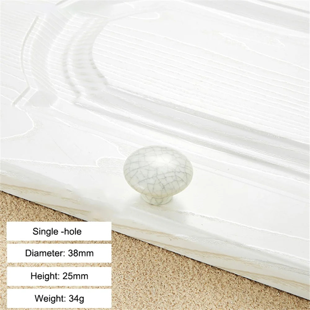 European Style Ceramic Crack Furniture Pull Handle Cabinet Drawer Wardrobe Door Knob, 22mm Screw - Style 5084 - 2