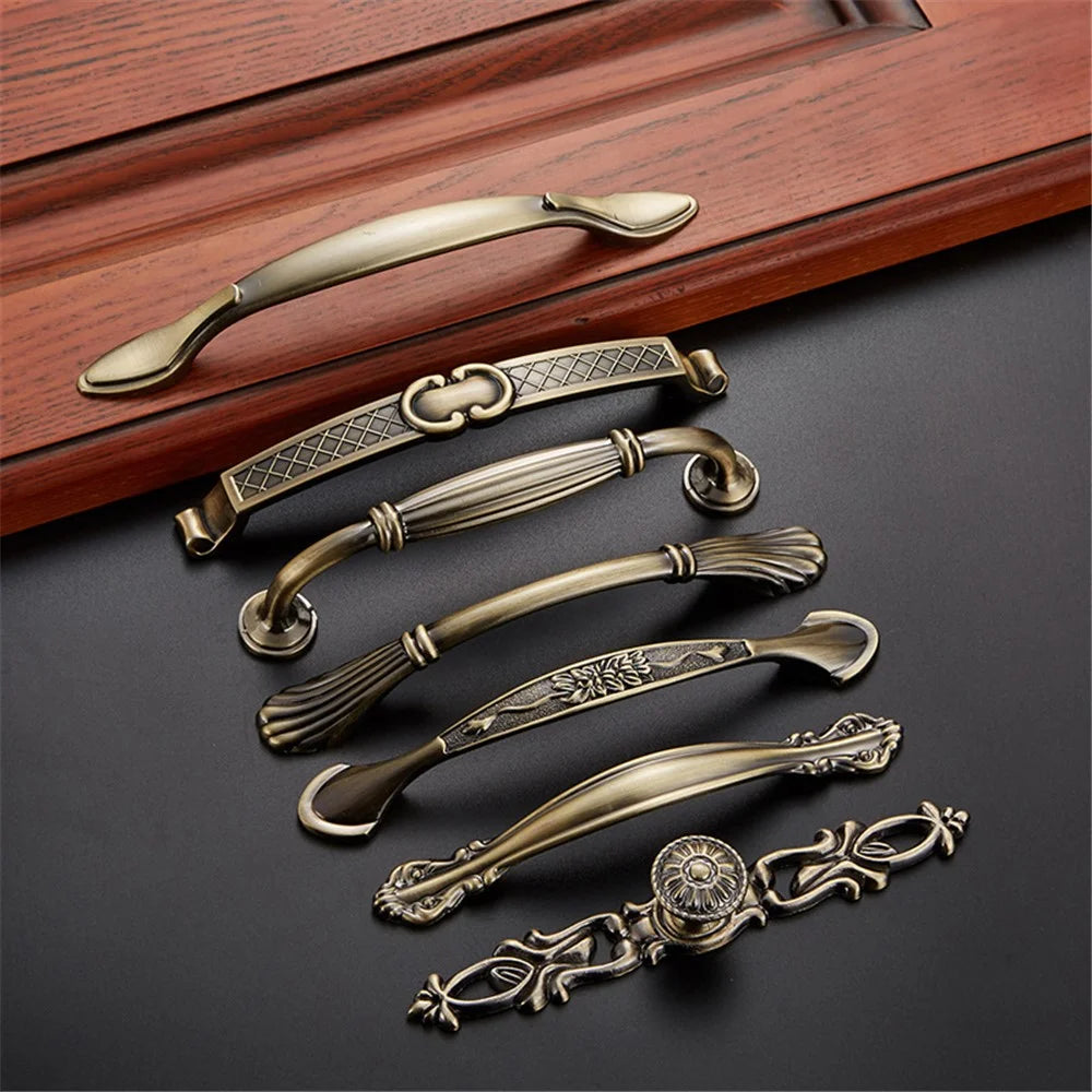 Furniture Door Pull Handle Retro Zinc Alloy Cabinet Drawer Wardrobe Handle, 22mm Screw - Style 2027 / 96mm Hole Pitch - 4