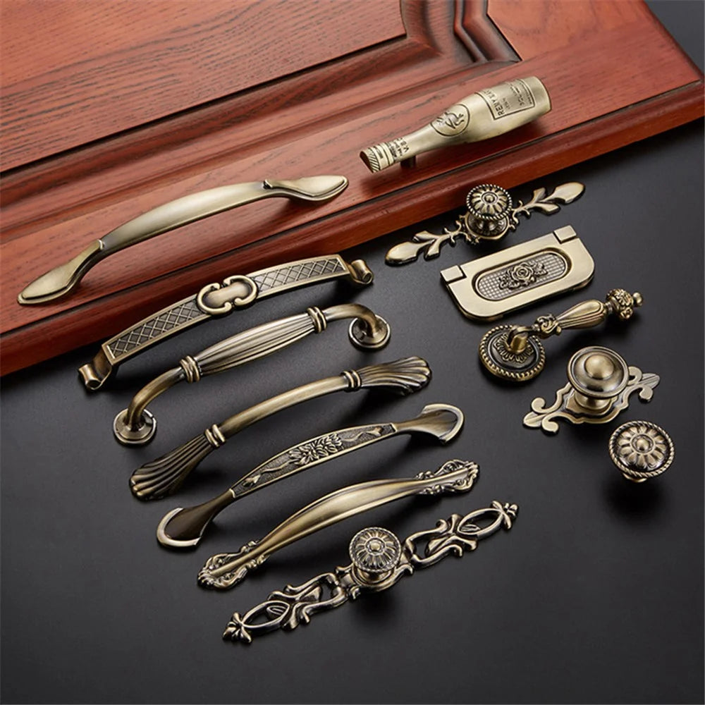 Vintage Cabinet Door Pull Handle Zinc Alloy Drawer Wardrobe Handle, 22mm Screw - Style 2027 / 128mm Hole Pitch - 3