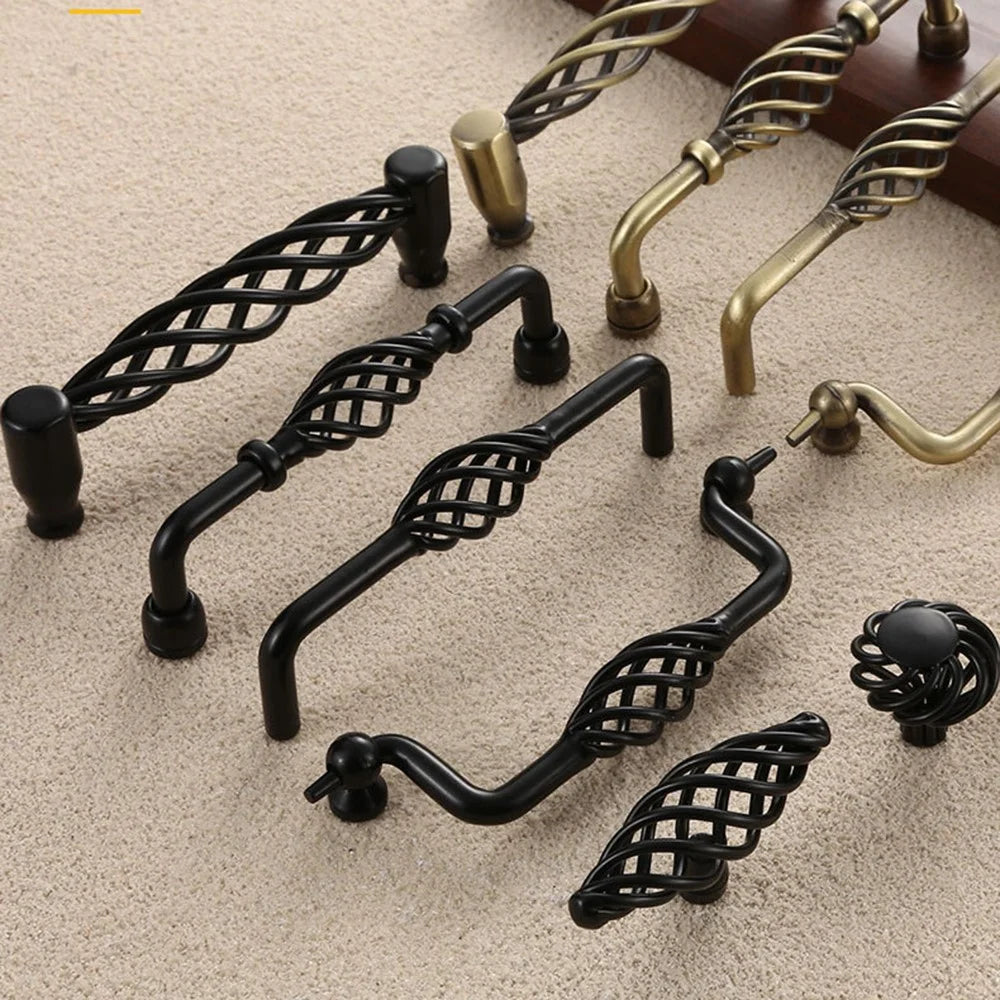 Iron Art Furniture Cabinet Handle Hollow Out Birdcage Design Drawer Wardrobe Door Puller, 22mm Screw - Style 6109 / Bronze - 4