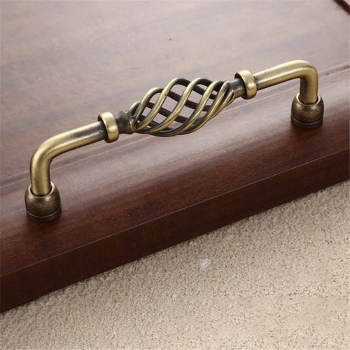 22mm Screw Iron Cabinet Handles Vintage Hollow Out Birdcage Handles Drawer Knobs Wardrobe Door Puller - 6099-128 Bronze - 1