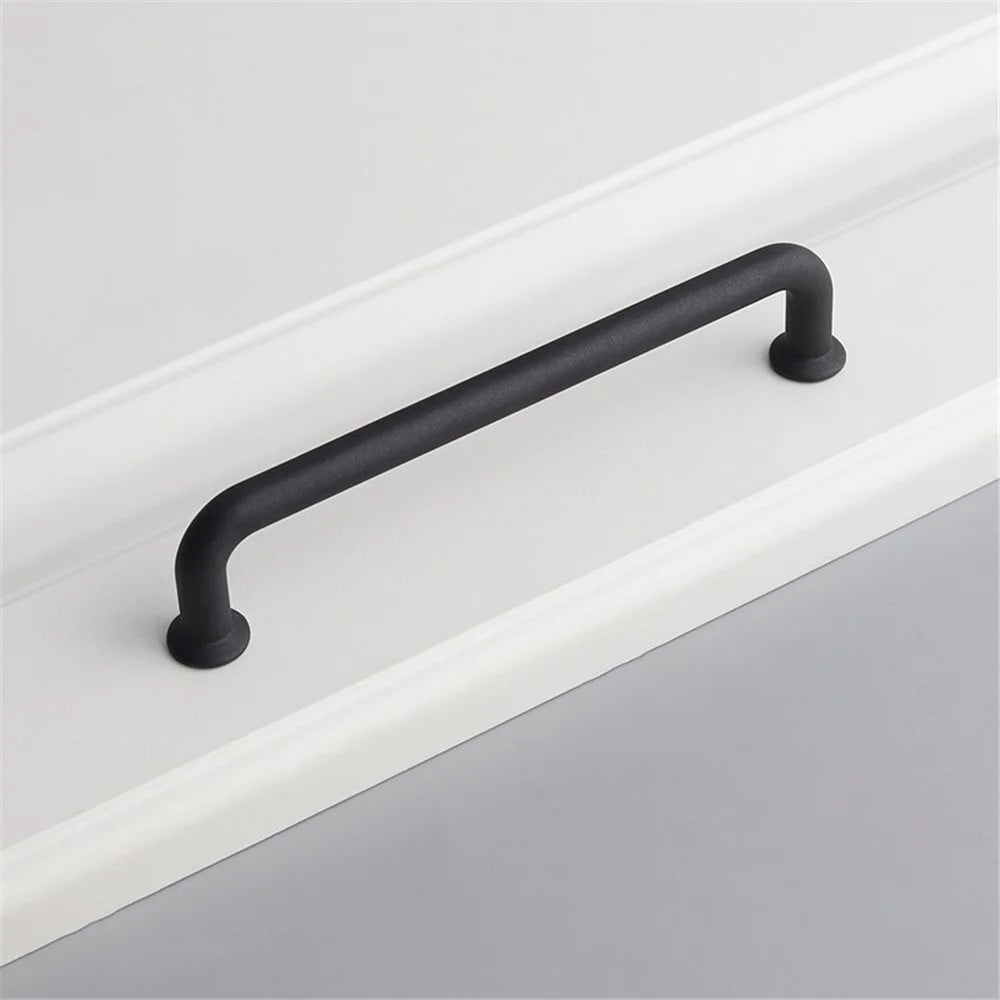 Zinc Alloy Handle Modern Cabinet Kitchen Door Drawer Pull Knob Cupboard Handle with 22mm Screw - 9019-128 / Black - 1