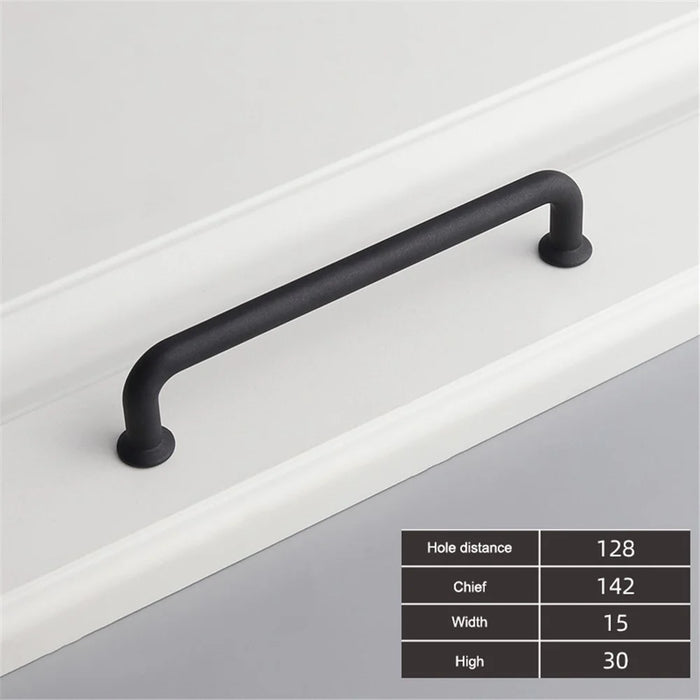 Zinc Alloy Handle Modern Cabinet Kitchen Door Drawer Pull Knob Cupboard Handle with 22mm Screw - 9019-128 / Black - 2