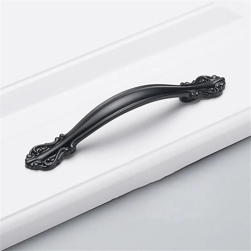 Modern Cabinet Handle Furniture Parts Zinc Alloy Drawer Wardrobe Puller Handle - Style 6032A / 96mm Pitch / Matt Black - 1