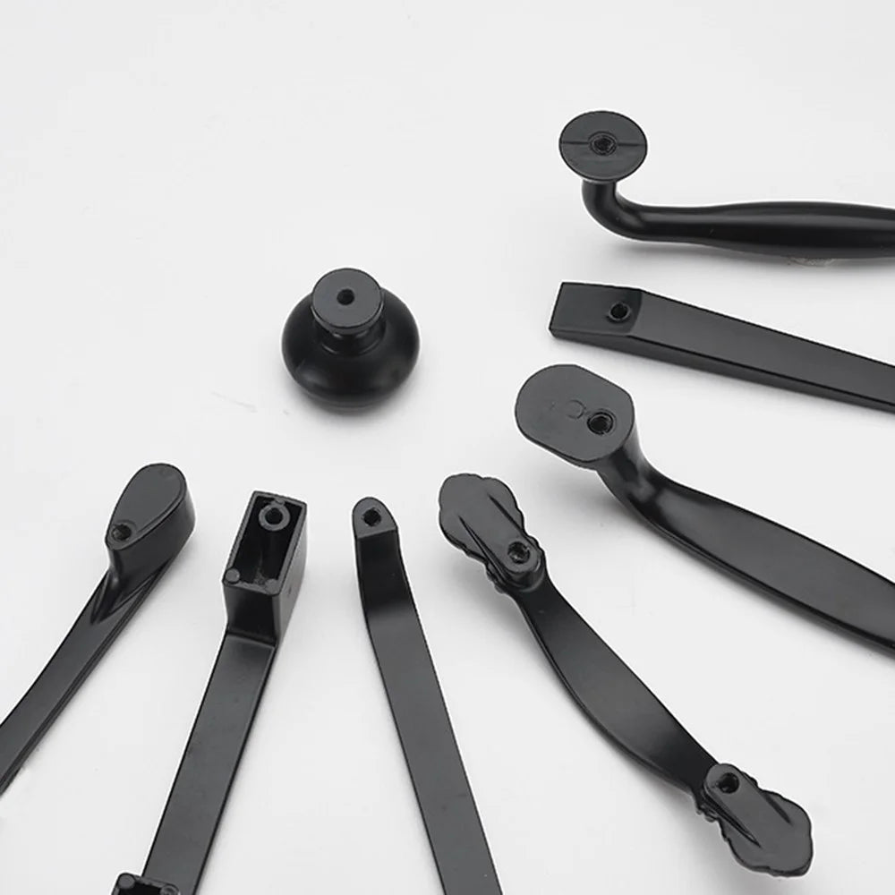 Modern Cabinet Handle Furniture Parts Zinc Alloy Drawer Wardrobe Puller Handle - Style 6032A / 96mm Pitch / Matt Black - 5