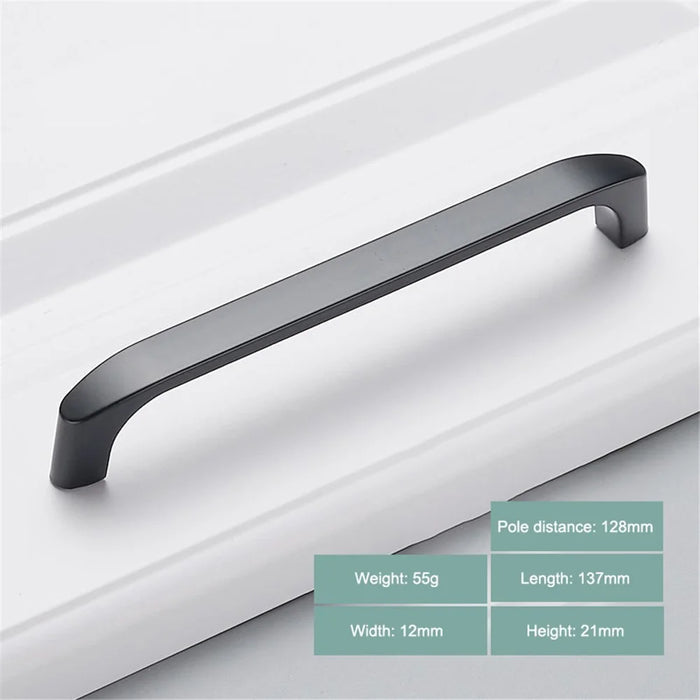 Simple Style Cabinet Handles Zinc Alloy Modern Drawer Pulls Matte Black Hardware Pulls - 4045-128 - 2