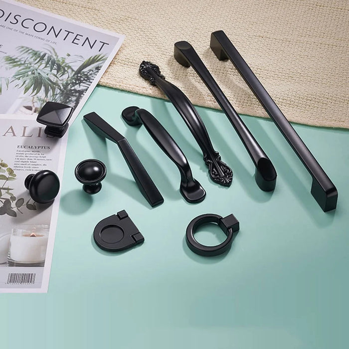 Simple Style Cabinet Handles Zinc Alloy Modern Drawer Pulls Matte Black Hardware Pulls - 4045-128 - 6