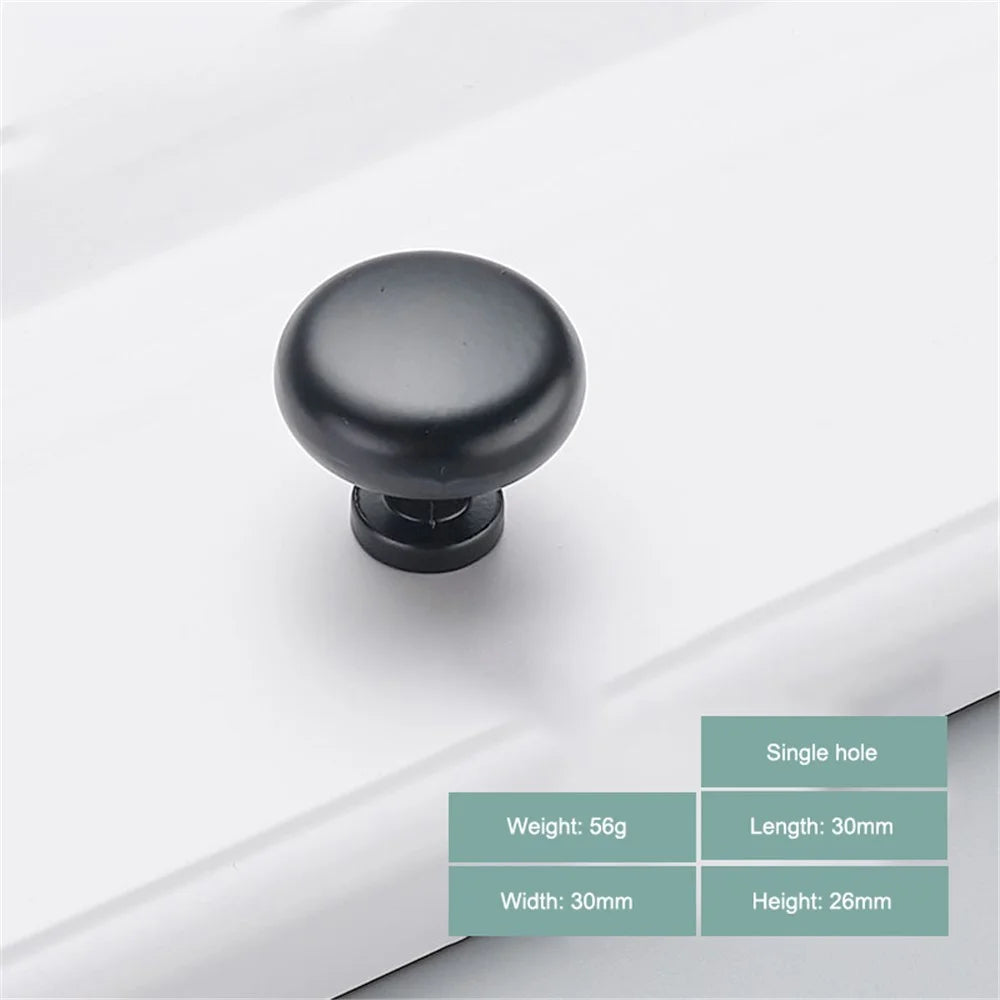 Modern Cabinet Handle Zinc Alloy Drawer Wardrobe Cupboard Puller Furniture Parts - Style 4203 / Single Hole / Matte Black - 2