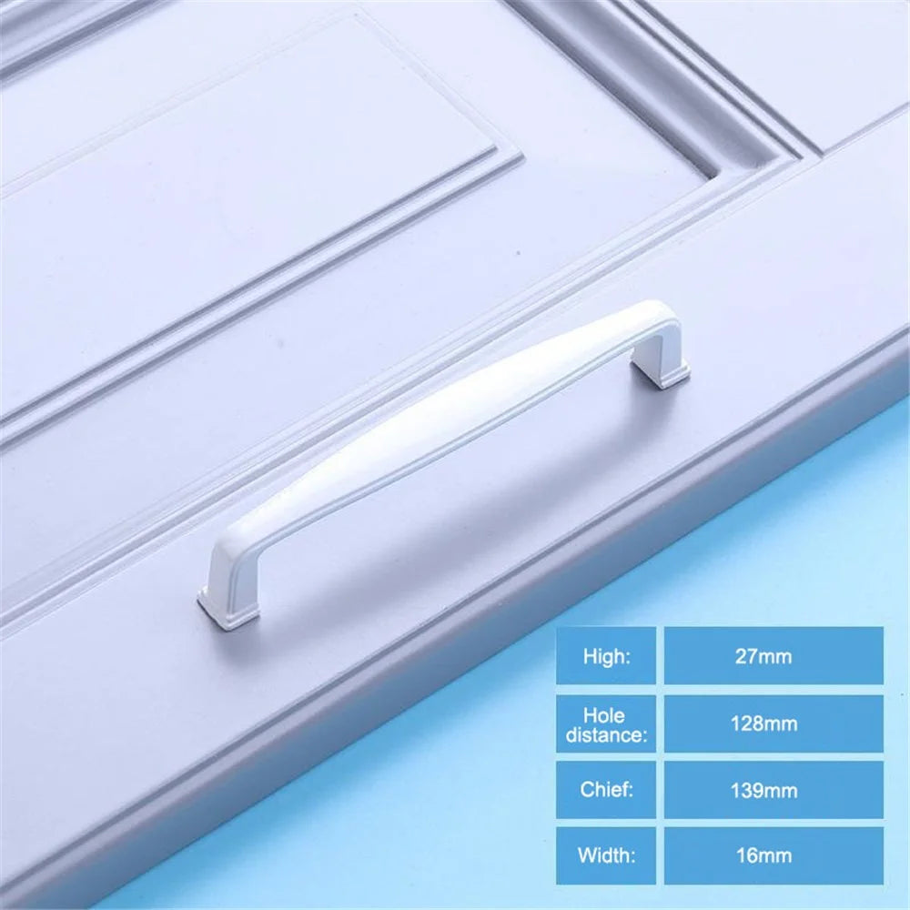 American Style Furniture Handle Aluminum Alloy Drawer Wardrobe Cabinet Puller Door Handle - Style  A7 / 128mm Pitch / White - 2