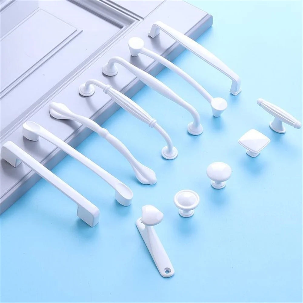American Style Furniture Handle Aluminum Alloy Drawer Wardrobe Cabinet Puller Door Handle - Style  A7 / 128mm Pitch / White - 3